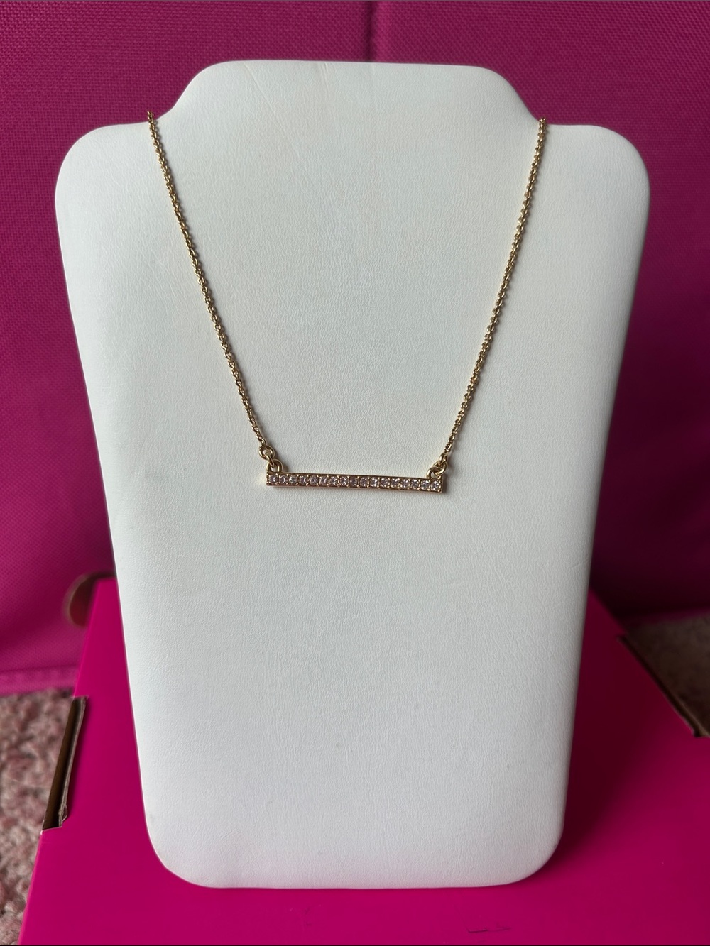 Touchstone Crystal by Swarovski crystal Pave Bar Necklace -gold
